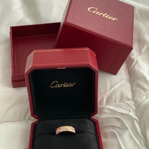 Cartier- Love Ring Diamond Paved 18k Rose Gold sz6